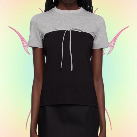 Fidan Novruzova Black Bow T-Shirt in Grey
